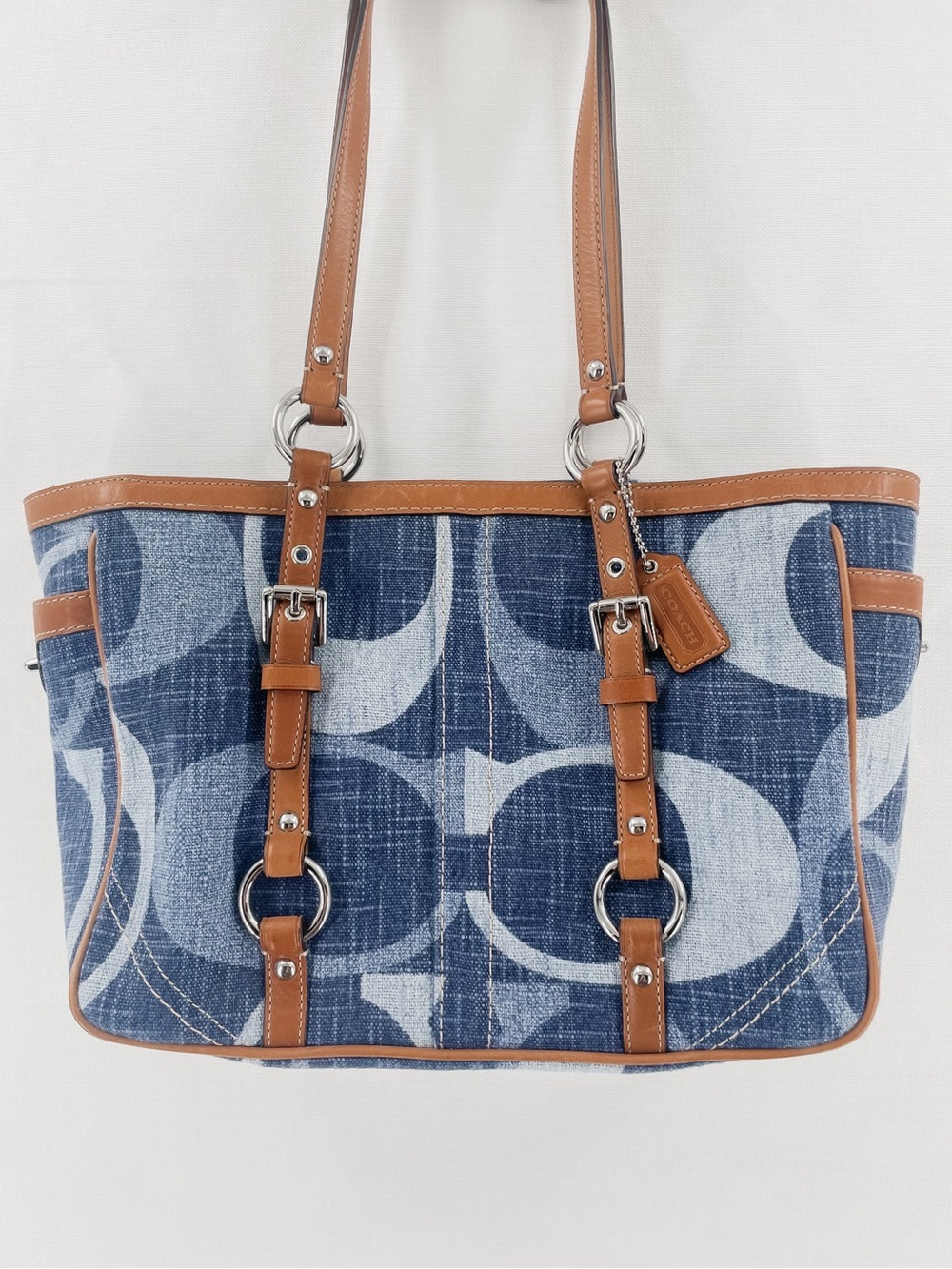 Vintage Coach Denim East West Gallery Tote Bag